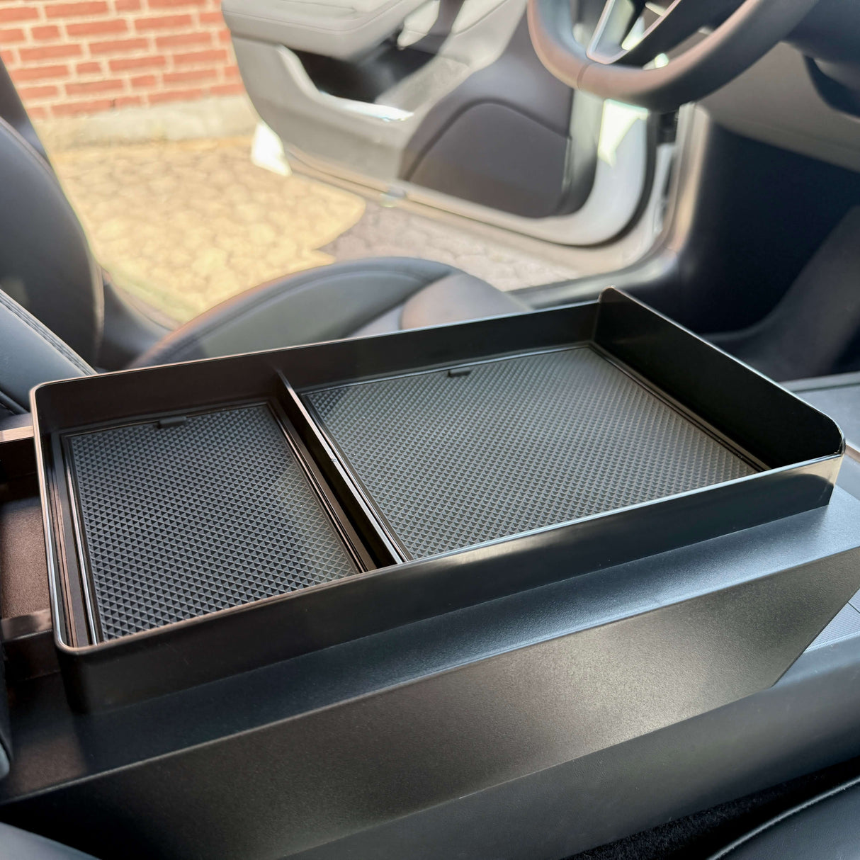Alcantara armleuning met ingebouwd opbergvak - Tesla Model 3/Y