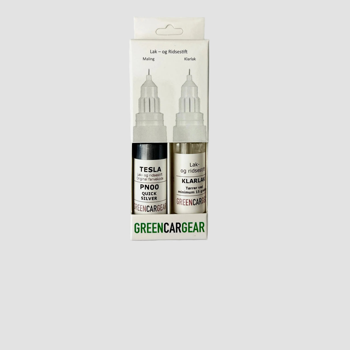GCG lakstift met de kleur quick silver en een blanke lak verpakt