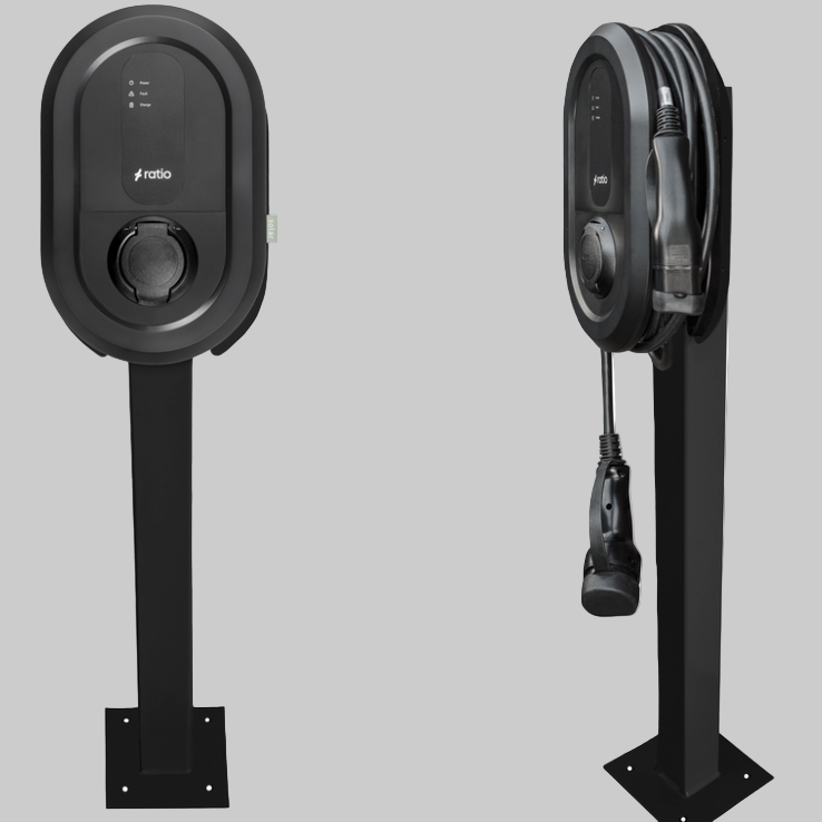 paal voor montage van ratio laadstation. Waar het laadstation op gemonteerd is.