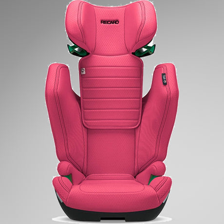 Recaro Axion 1 Wow Pink autostol set forfra, rød/pink polstring med grøn detalje