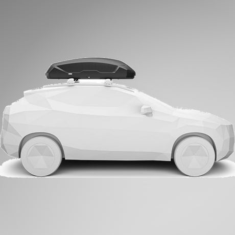 Thule Pulse 2 M Black Aeroskin sort tagboks monteret på bil, illustration af sidevisning