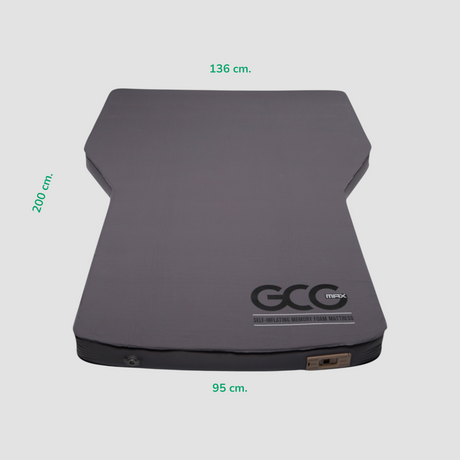 GCG MAX zelfopblazend matras met traagschuim voor autovakantie met afmetingen