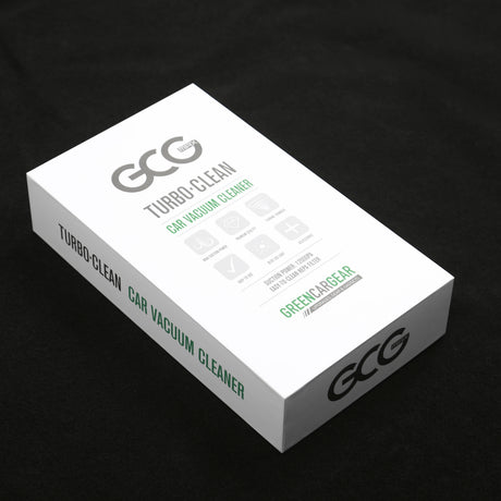 GCG MAX TurboClean auto-stofzuiger, witte verpakking met groene tekst