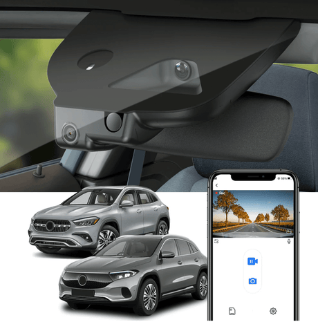 FitCamX dashcam voor Mercedes EQA. App-gestuurde slimme dashcam met elegant OEM-ontwerp.