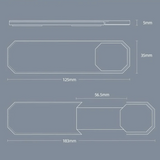 Afmetingen van de telefoonhouder. Gemeten in millimeters.