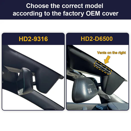 Kies FitCamX Dashcam-model voor Peugeot e-208 2020-2025 op basis van de originele spiegelkap van de auto.