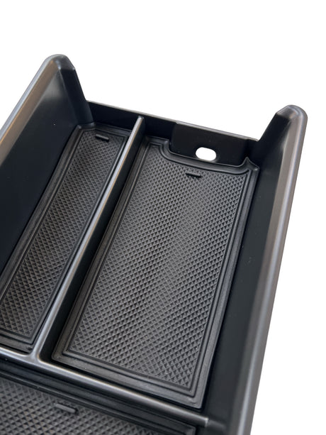 Zwarte opbergdoos voor middenconsole met antislipmat voor BMW i4