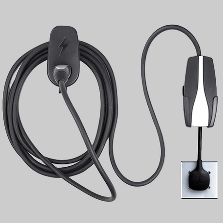 Gemonteerde houder voor laadstation en type 2-kabel