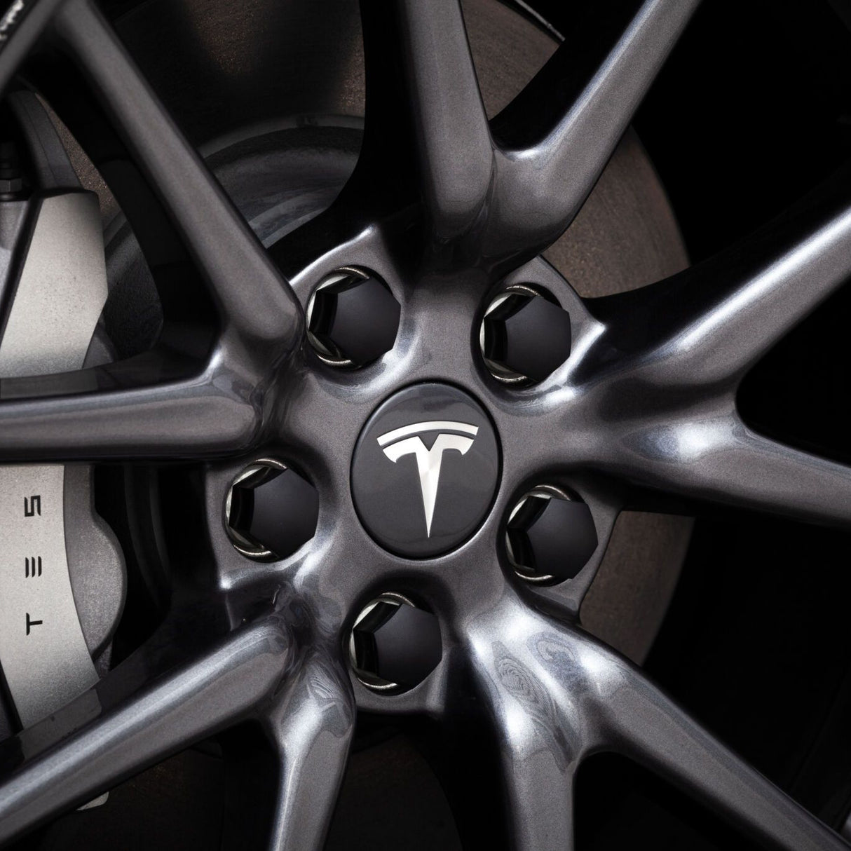 Aero Wielkapset voor Tesla wielen met centrumkap en moerdoppen.