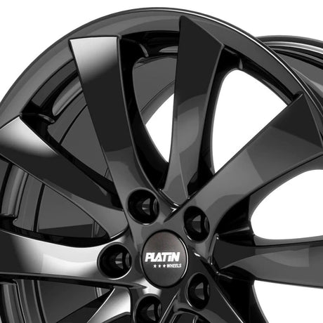 Platin P106 velgen in glanzend zwart close-up
